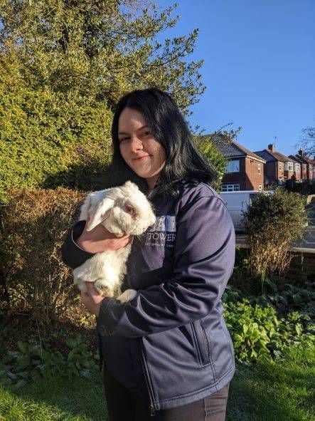 Erin Laird with rabbit Dora